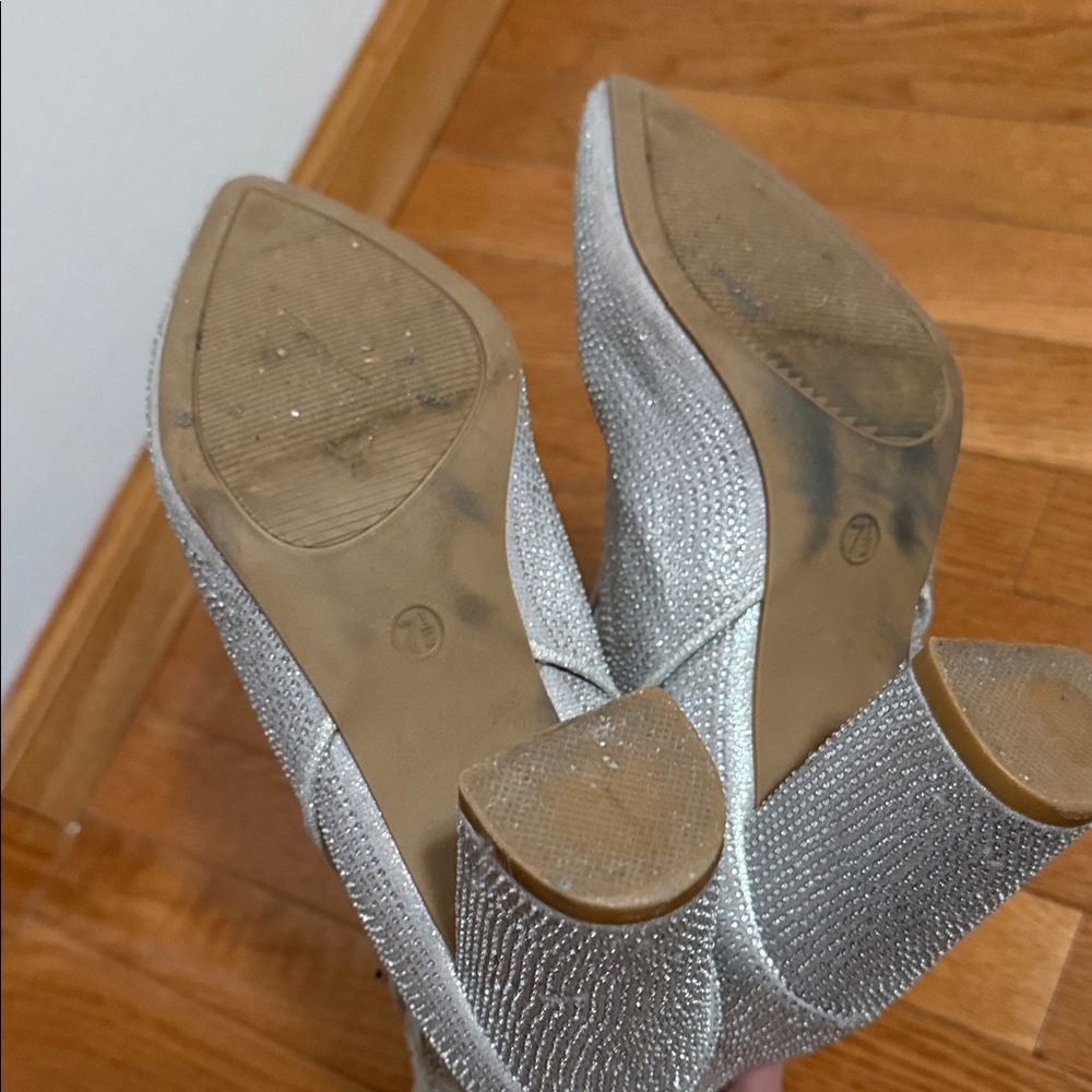MIA Glittering Silver Heeled Boots - Picture 4 of 5